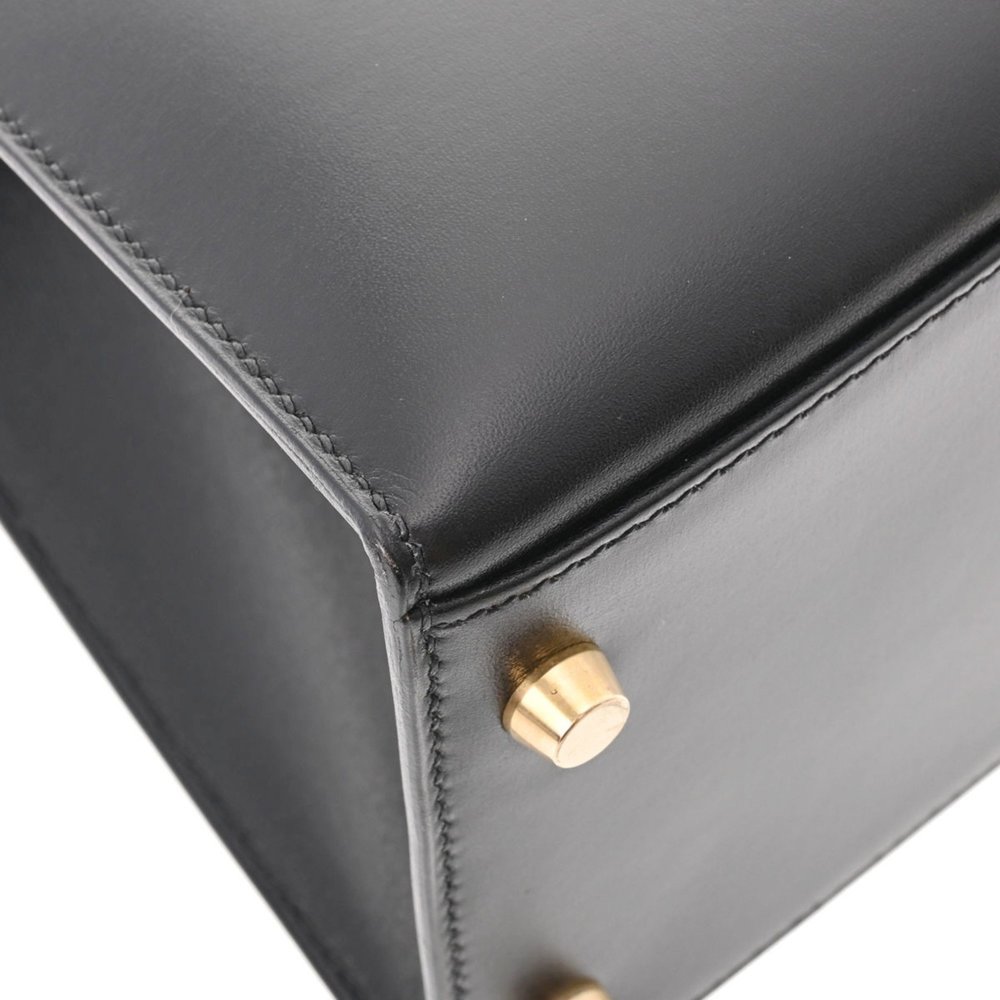 HERMES Kelly 32 outside stitching black D stamp [around 2000] Ladies box calf ba - Picture 8 of 10